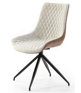 SILLA GIRATORIA TAPIZADA EN POLIPIEL MARRON Y CRUDO MDMHOGAR