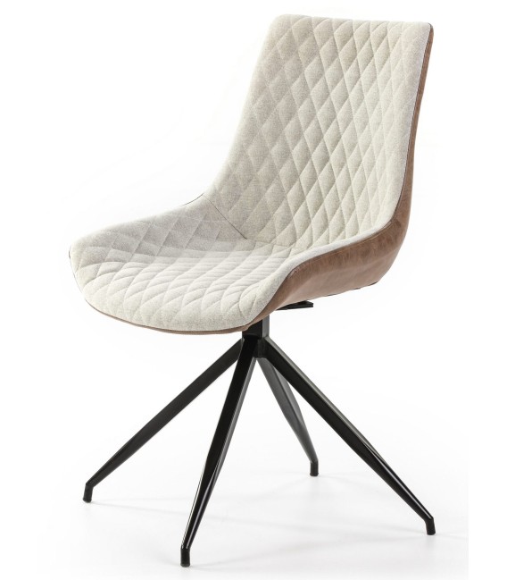 SILLA GIRATORIA TAPIZADA EN POLIPIEL MARRON Y CRUDO MDMHOGAR