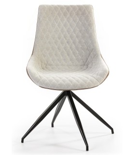 SILLA GIRATORIA TAPIZADA EN POLIPIEL MARRON Y CRUDO MDMHOGAR