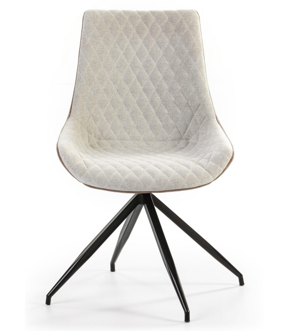 SILLA GIRATORIA TAPIZADA EN POLIPIEL MARRON Y CRUDO MDMHOGAR