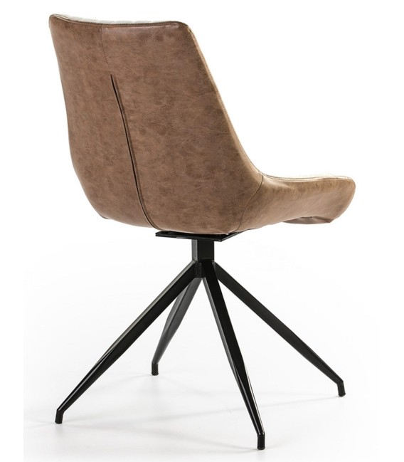 SILLA GIRATORIA TAPIZADA EN POLIPIEL MARRON Y CRUDO MDMHOGAR