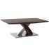 Mesa de centro madera marrón y metal cromado diseño contemporáneo