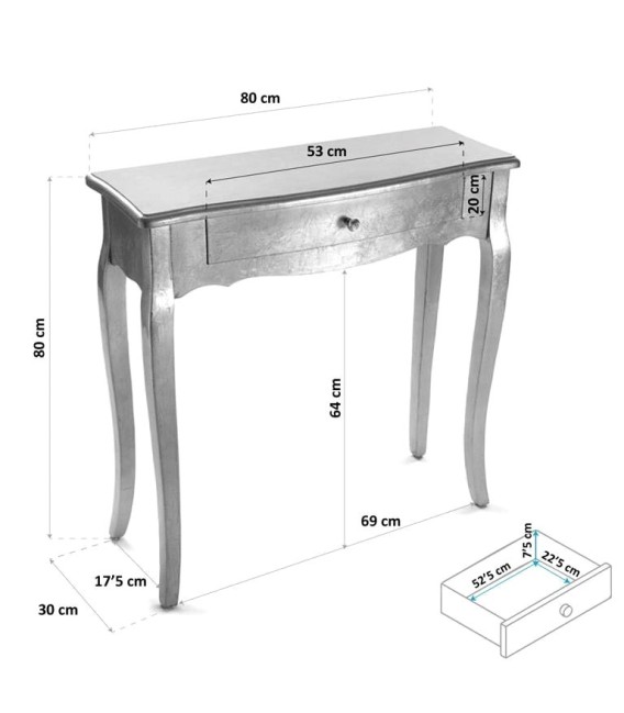 CONSOLA GEMMA MADERA PAN DE PLATA 