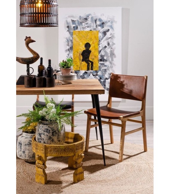 SILLON TEKA Y PIEL NAVY 