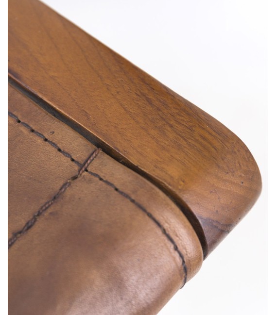 Sillón de Comedor Plegable en Madera de Teca y Piel