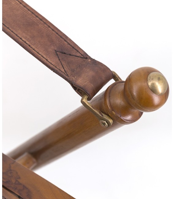 Sillón de Comedor Plegable en Madera de Teca y Piel