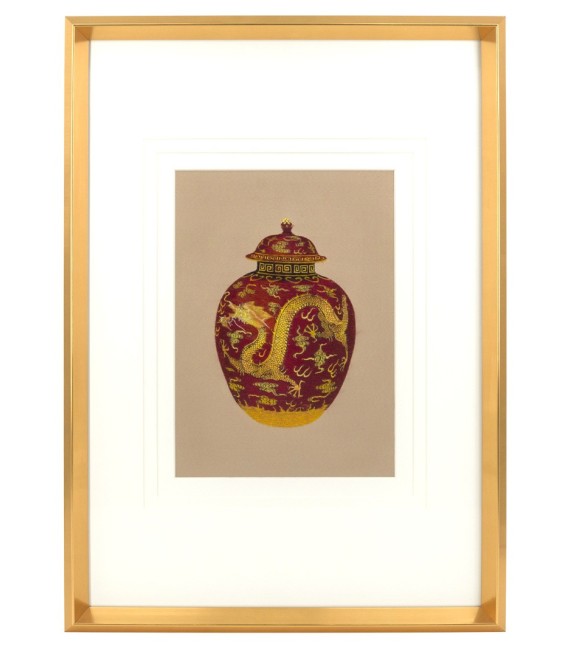 CUADRO BORDADO JARRÓN ROJO 