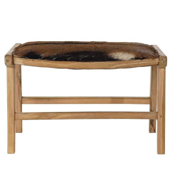 BANCO PIE DE CAMA PIEL MADERA 