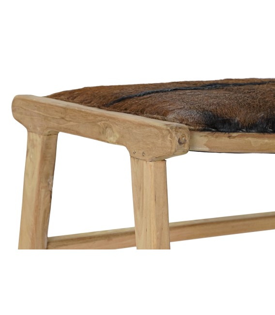 BANCO PIE DE CAMA PIEL MADERA 