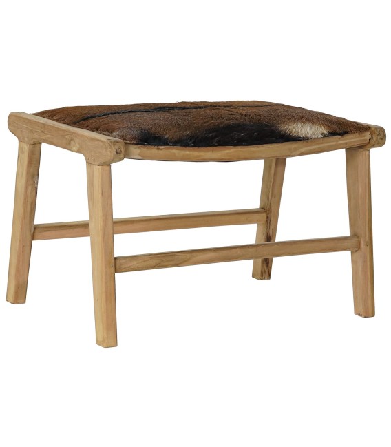 BANCO PIE DE CAMA PIEL MADERA 