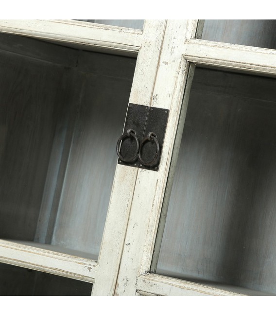 Vitrina oriental blanca con puertas acristaladas y 4 cajones.2