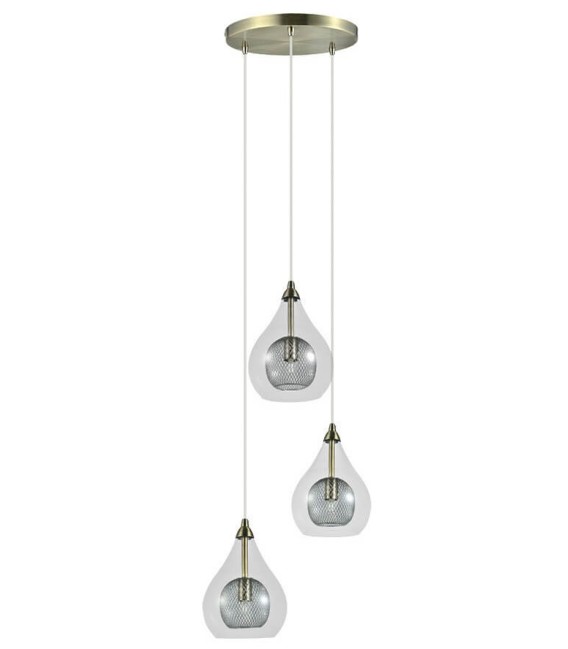 LÁMPARA DE TECHO GOTAS ORO METAL Y CRISTAL 