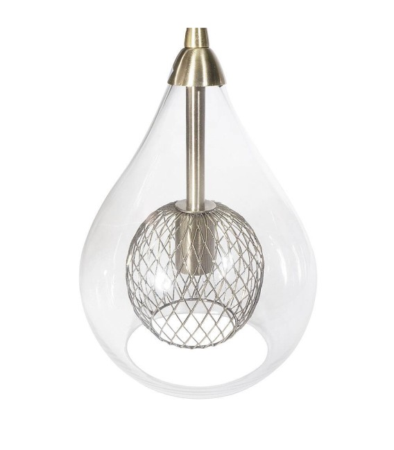 LÁMPARA DE TECHO GOTAS ORO METAL Y CRISTAL 