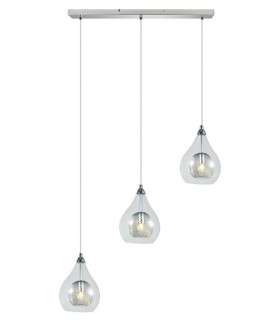 LÁMPARA DE TECHO GOTAS PLATA METAL Y CRISTAL