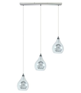 LÁMPARA DE TECHO GOTAS PLATA METAL Y CRISTAL