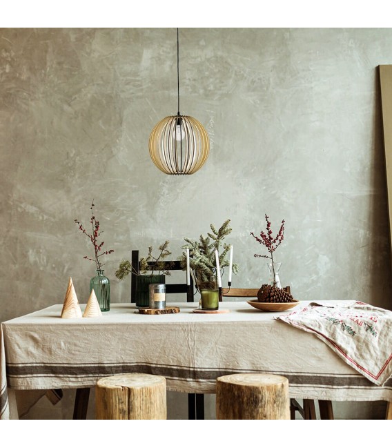 LÁMPARA DE TECHO GLOBAL MADERA