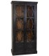Vitrina de pino negro vintage con celosía de estilo colonial