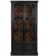 Vitrina de pino negro vintage con celosía de estilo colonial 1
