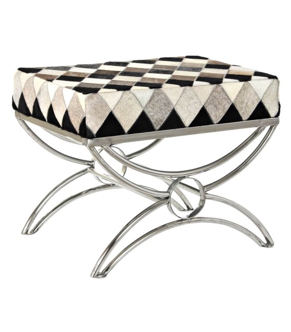 BANCO PIE DE CAMA ARLEQUIN ACERO Y PIEL