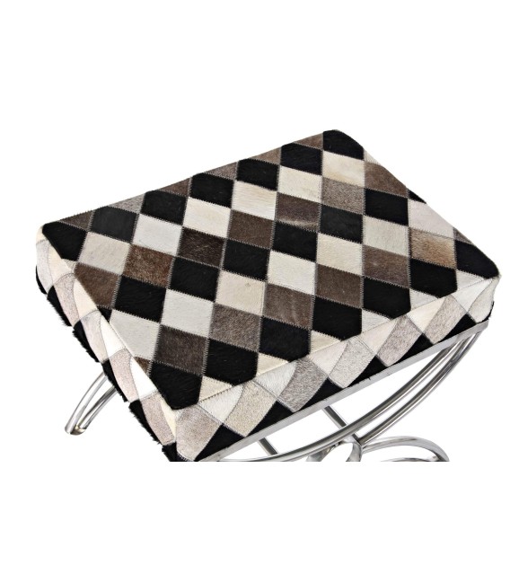 BANCO PIE DE CAMA ARLEQUIN ACERO Y PIEL