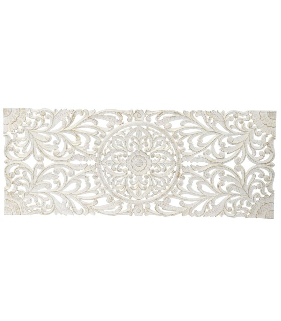 Cabecero 150 étnico en madera MDF tallada blanco rozado decorativo