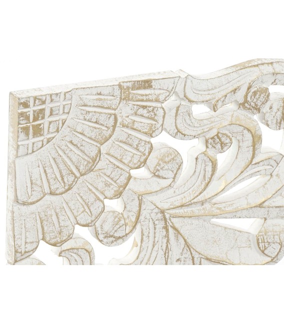 Cabecero 150 étnico en madera MDF tallada blanco rozado decorativo 1