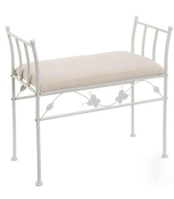 BANQUETA FLORES FORJA BLANCA 