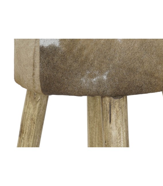 TABURETE CAVA MADERA Y PIEL