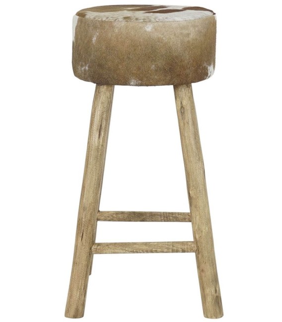 TABURETE CAVA MADERA Y PIEL