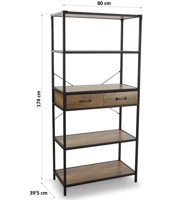LIBRERIA STARK  MADERA Y METAL 