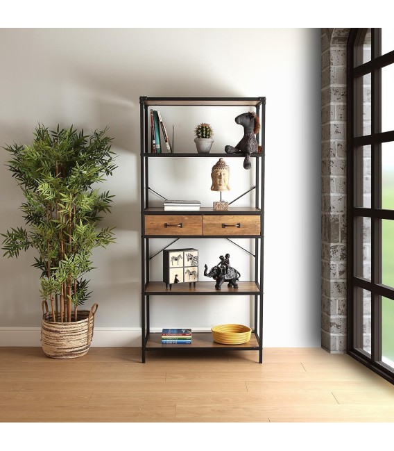 LIBRERIA STARK  MADERA Y METAL 