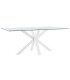 MESA DE COMEDOR FIJA DOMIA MEYTAL Y CRISTAL BLANCA
