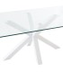 MESA DE COMEDOR FIJA DOMIA MEYTAL Y CRISTAL BLANCA