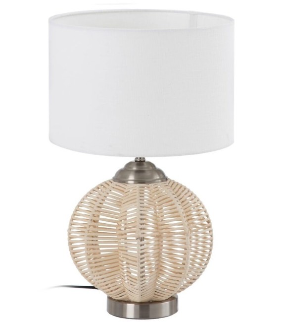 LÁMPARA CAIRO 30 Ø RATAN Y METAL CROMO MDMHOGAR 