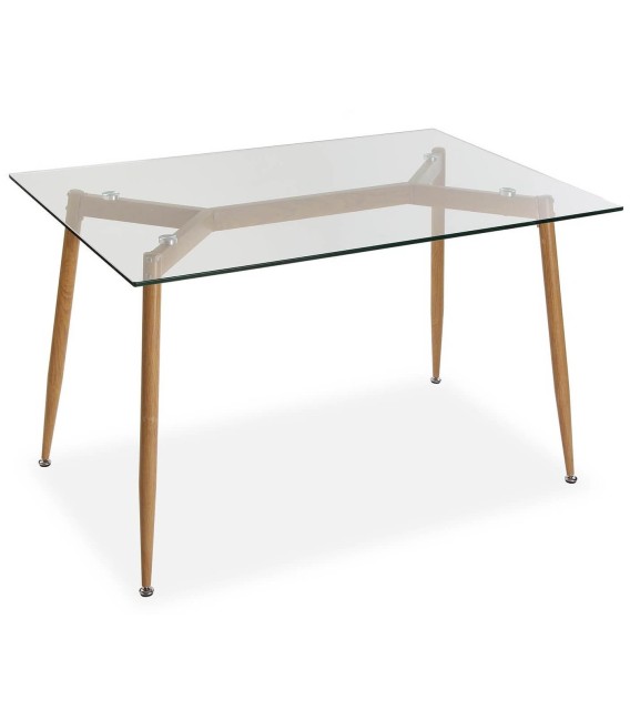 MESA DE COMEDOR ALLEN METAL Y CRISTAL