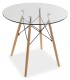 MESA DE COMEDOR POLEA 80 Ø MADERA Y CRISTAL MDMHOGAR