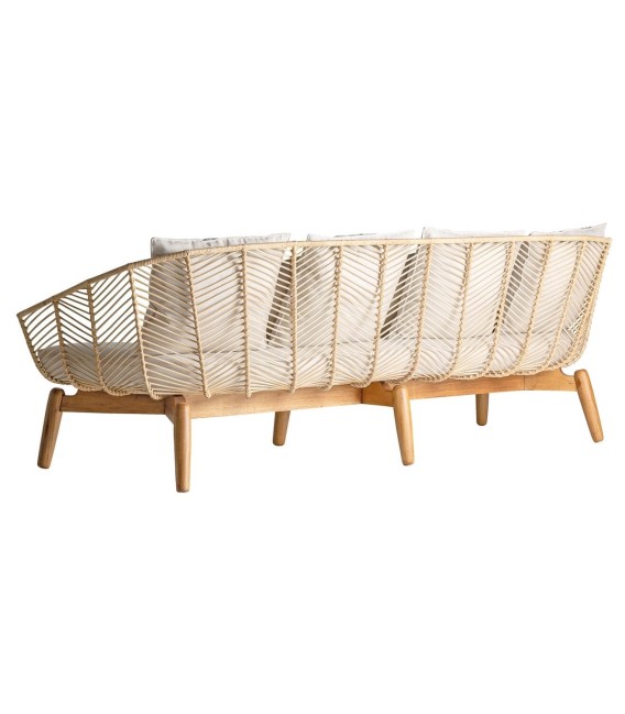 SOFÁ ULIE 3 PLAZAS MADERA RATAN Y TEXTIL 