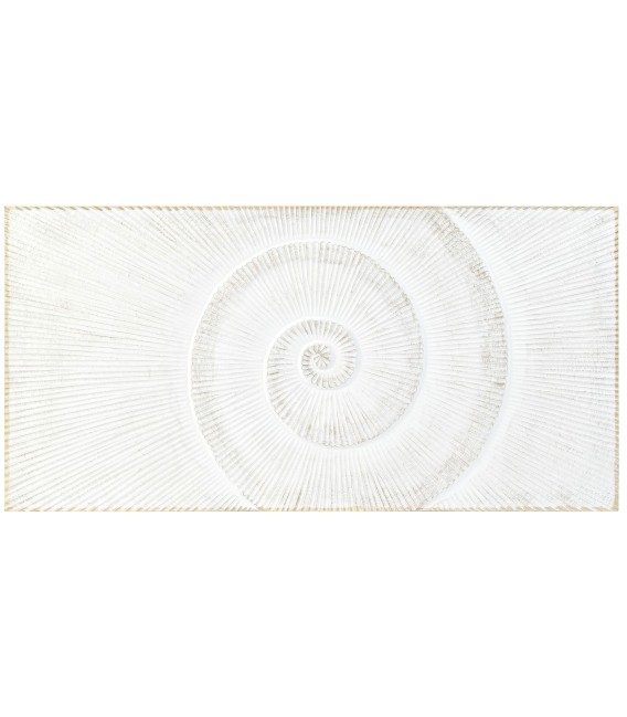 Cabecero 150 de madera tallada blanco rozado, estilo ibicenco.