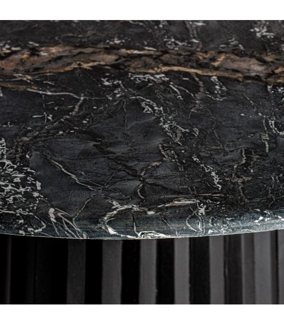 MESA DE COMEDOR ULIE 120 Ø MADERA Y MÁRMOL NEGRA MDMHOGAR