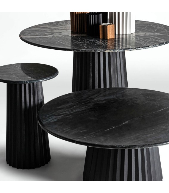 MESA DE COMEDOR ULIE 120 Ø MADERA Y MÁRMOL NEGRA MDMHOGAR