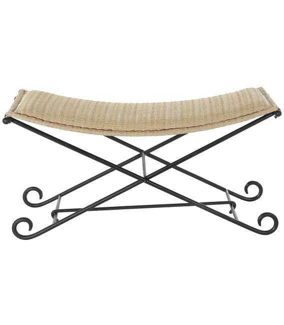 BANCO PIE DE CAMA METAL Y RATÁN 