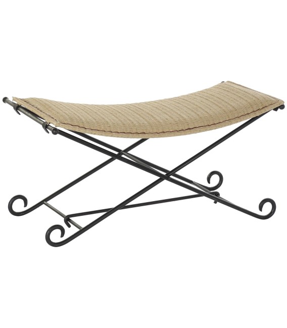 BANCO PIE DE CAMA METAL Y RATÁN 