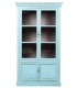 Vitrina turquesa chic con puertas de cristal y madera maciza.1