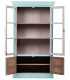 Vitrina turquesa chic con puertas de cristal y madera maciza.2