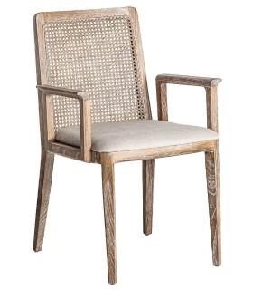 SILLÓN NALDA MADERA RATÁN Y LINO 