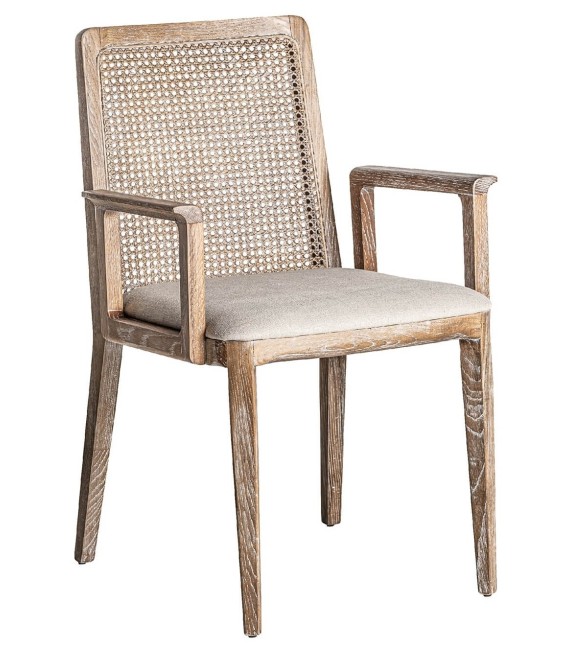 SILLÓN NALDA MADERA RATÁN Y LINO 