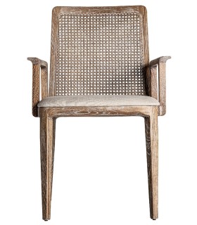 SILLÓN NALDA MADERA RATÁN Y LINO 