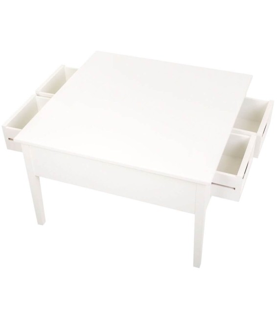 MESA DE CENTRO 80 X 80 PAROS MADERA BLANCA