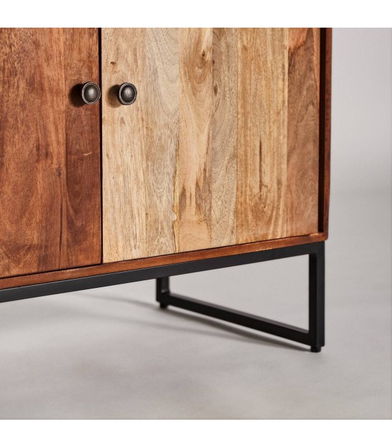 MUEBLE BAR TEXAS MADERA METAL Y PIEL 