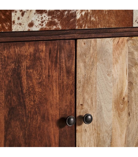 MUEBLE BAR TEXAS MADERA METAL Y PIEL 